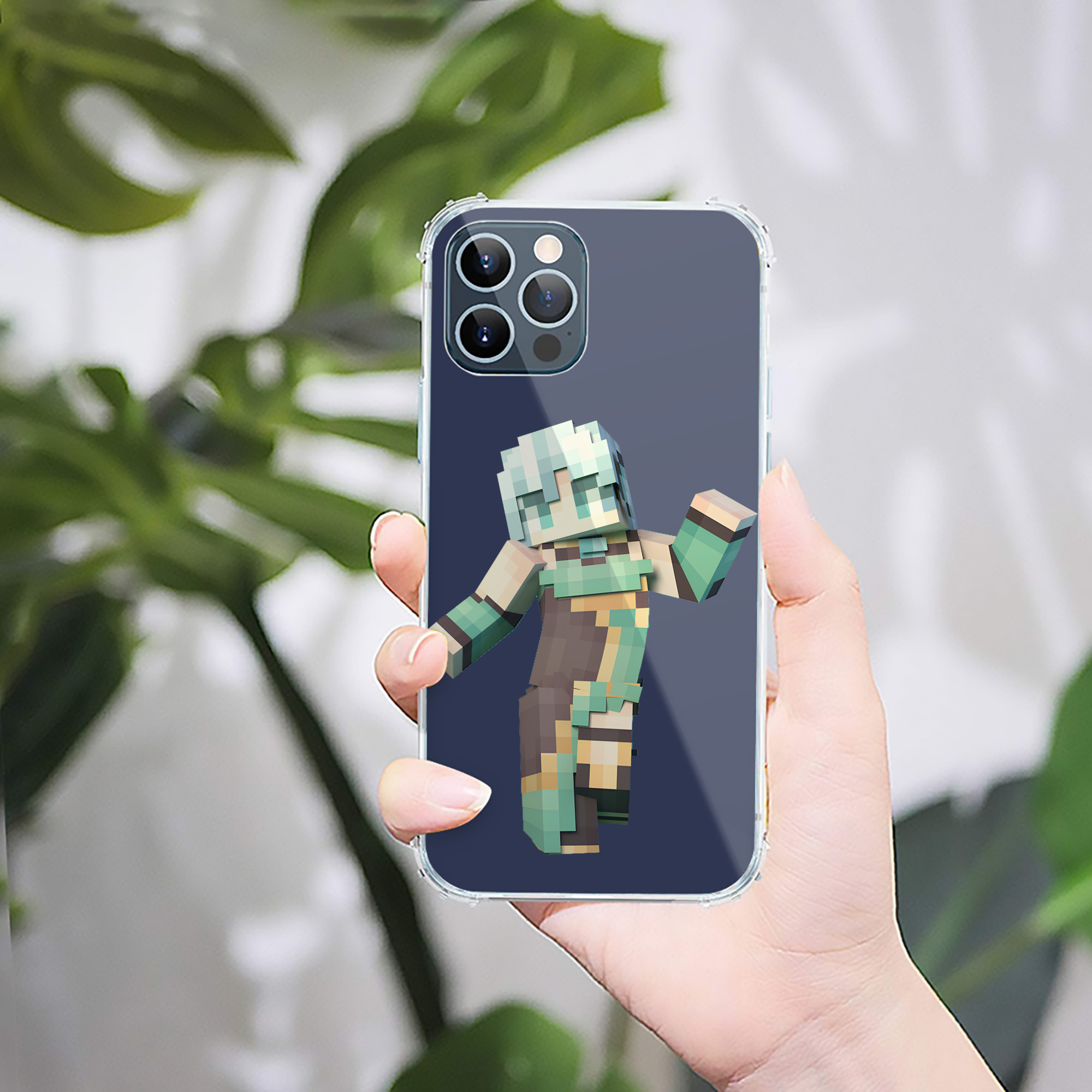 （画像用） マインクラフト ブロックの世界 Minecraft MC Block world 【iPhone 12シリーズ対応】透明スマホケース（クリアソフトケース）